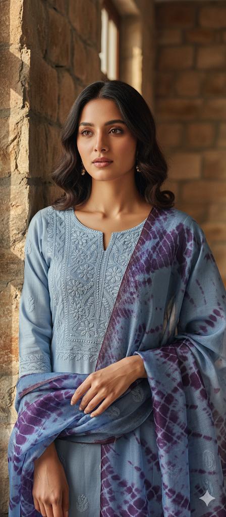 Chanderi Tie & Dye Dupatta set