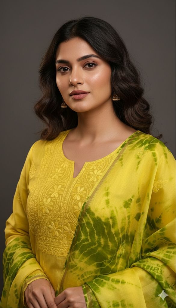 Chanderi Tie & Dye Dupatta set