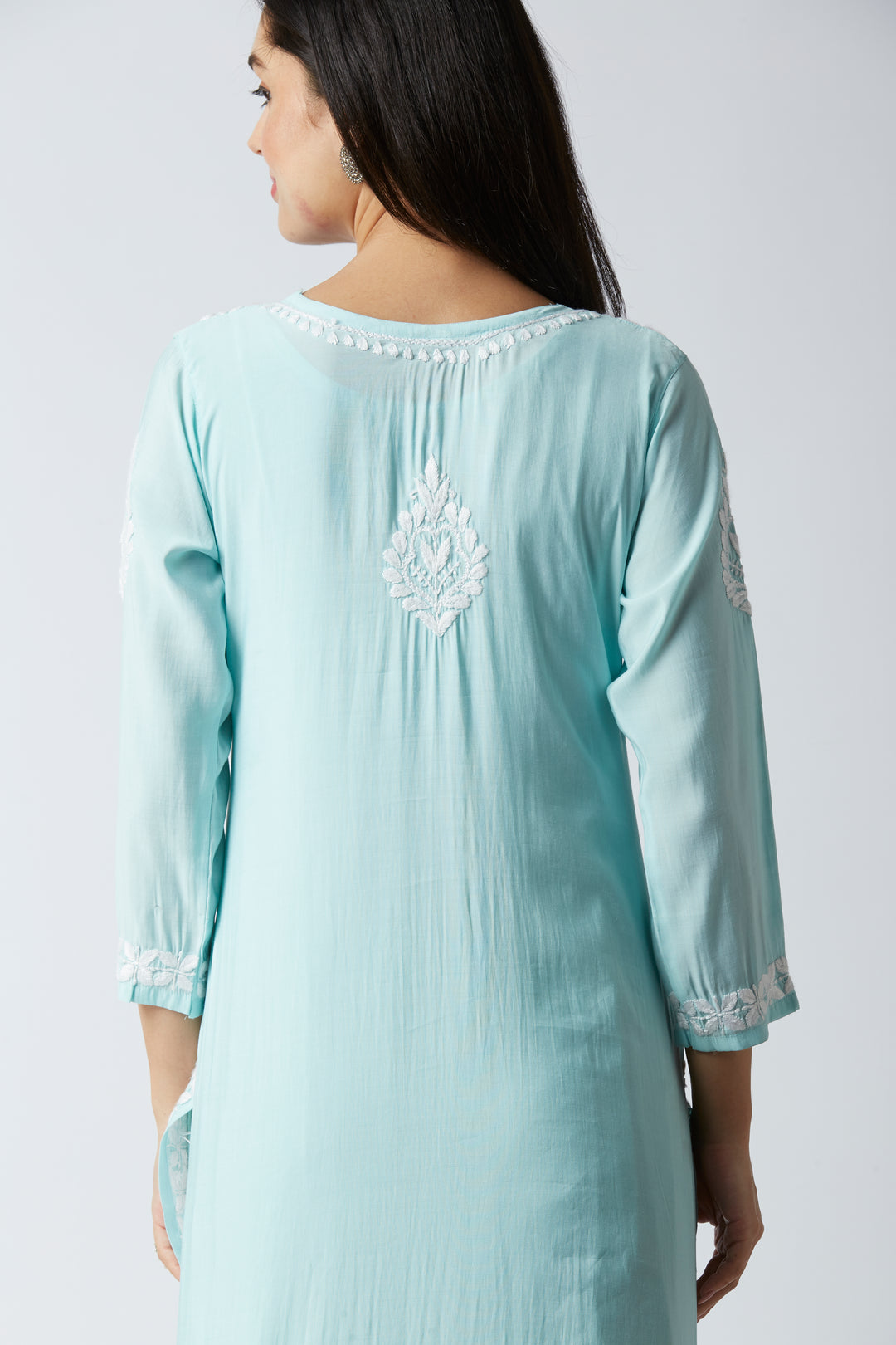 MAHAM MODAL CHIKANKARI LONG KURTI