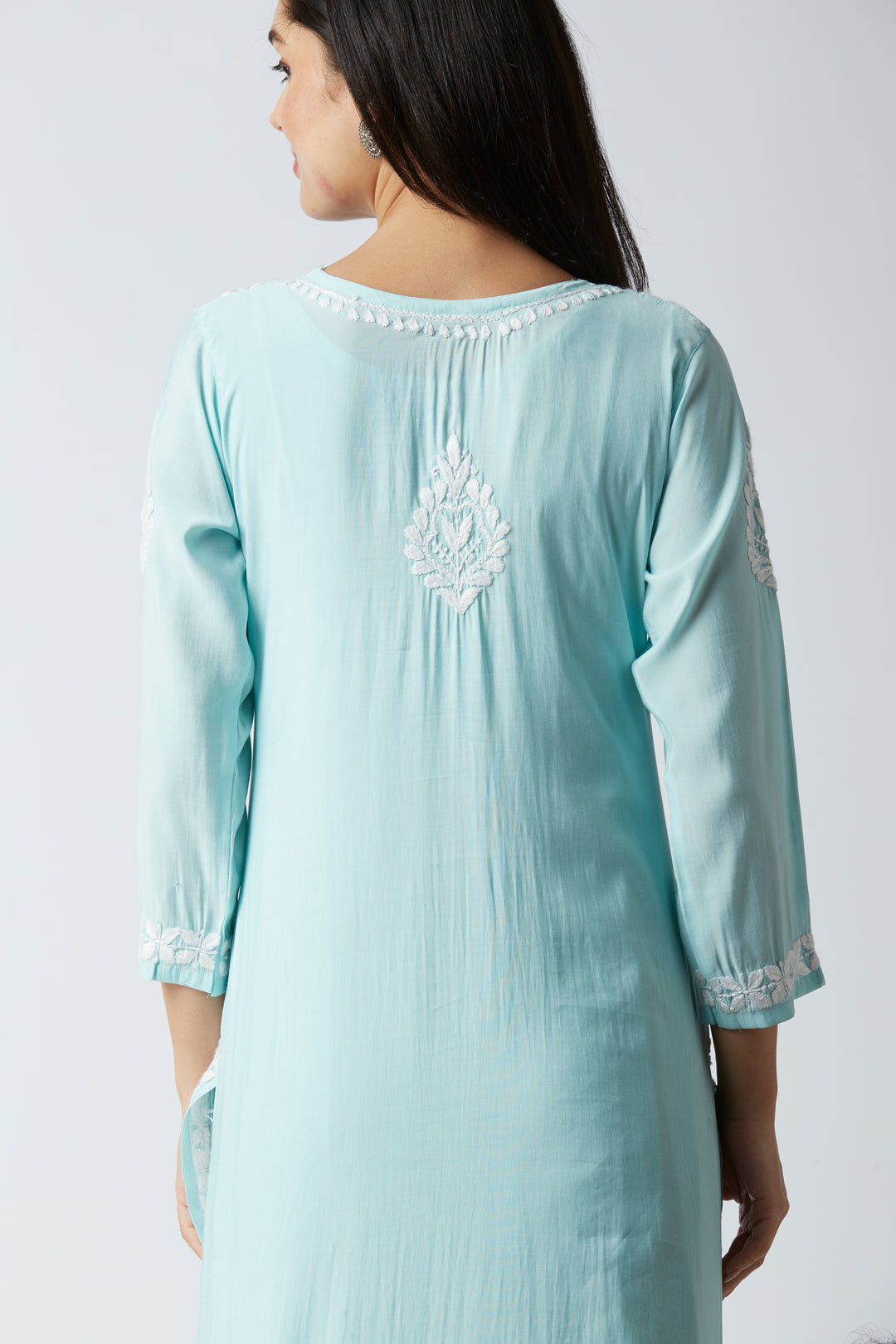 MAHAM MODAL CHIKANKARI LONG KURTI