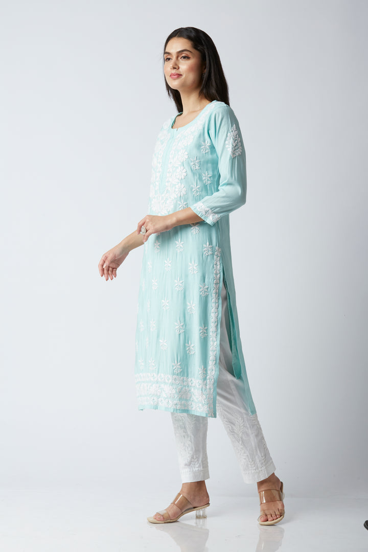 MAHAM MODAL CHIKANKARI LONG KURTI