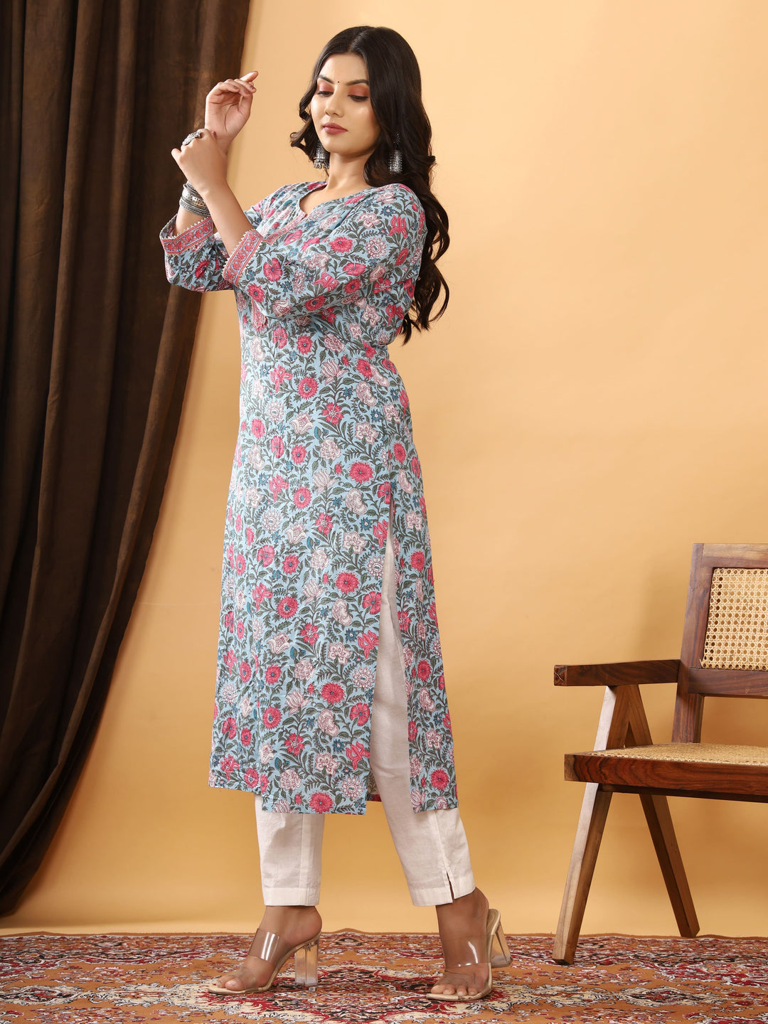 DHRITI COTTON PRINTED LONG KURTI