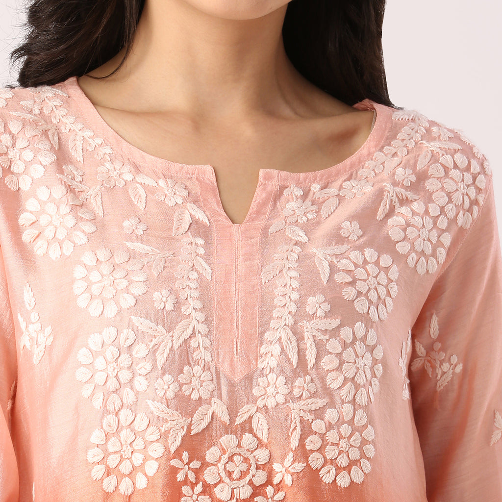 Cristina Chanderi Silk Ombre Short Top