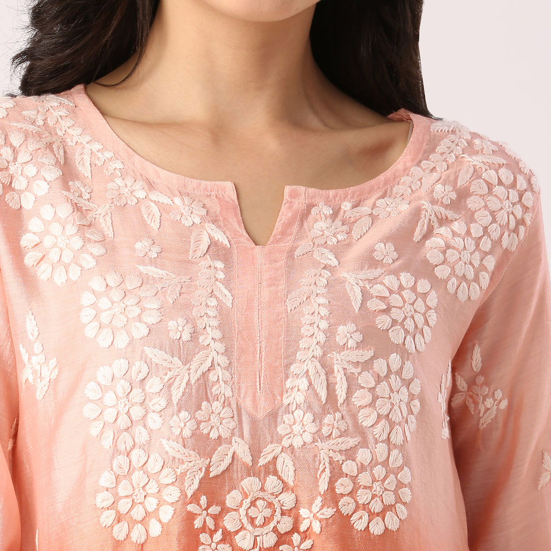 Cristina Chanderi Silk Ombre Short Top