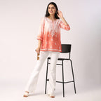 Cristina Chanderi Silk Ombre Short Top