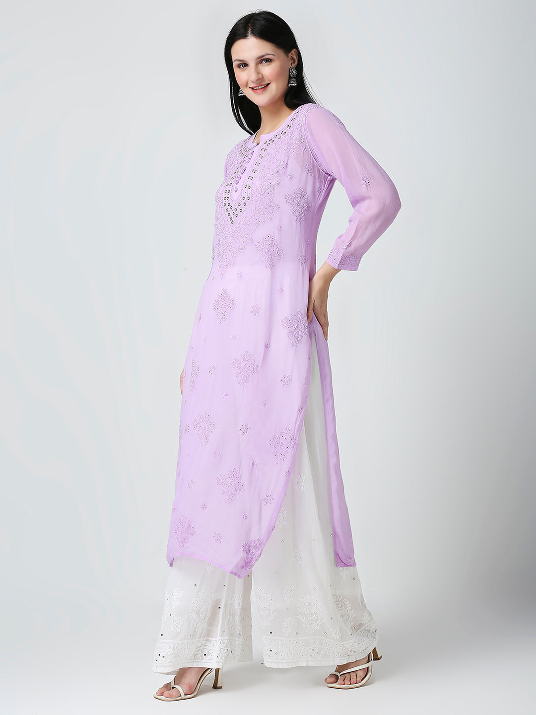 Abla Viscose Chikankari Long Kurti