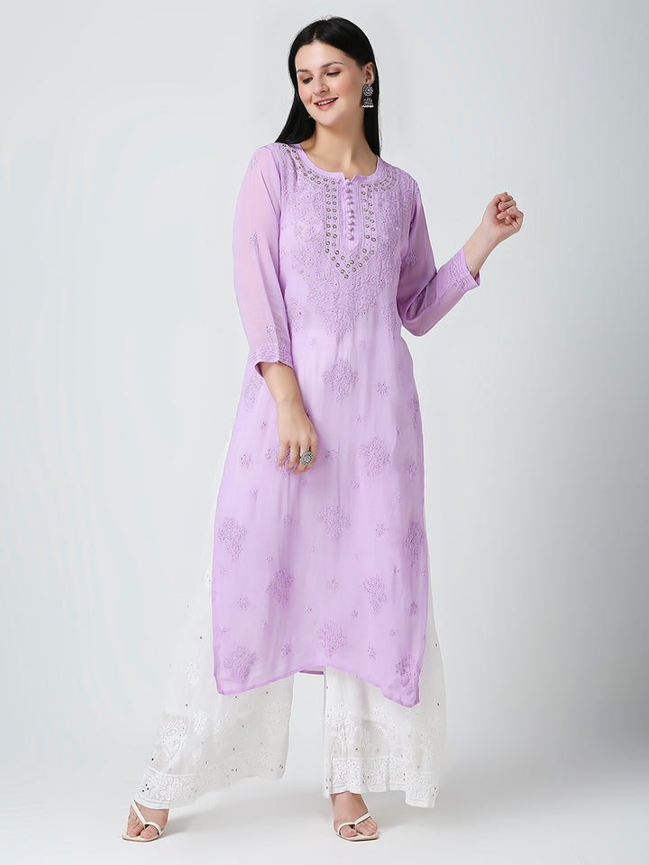 Abla Viscose Chikankari Long Kurti