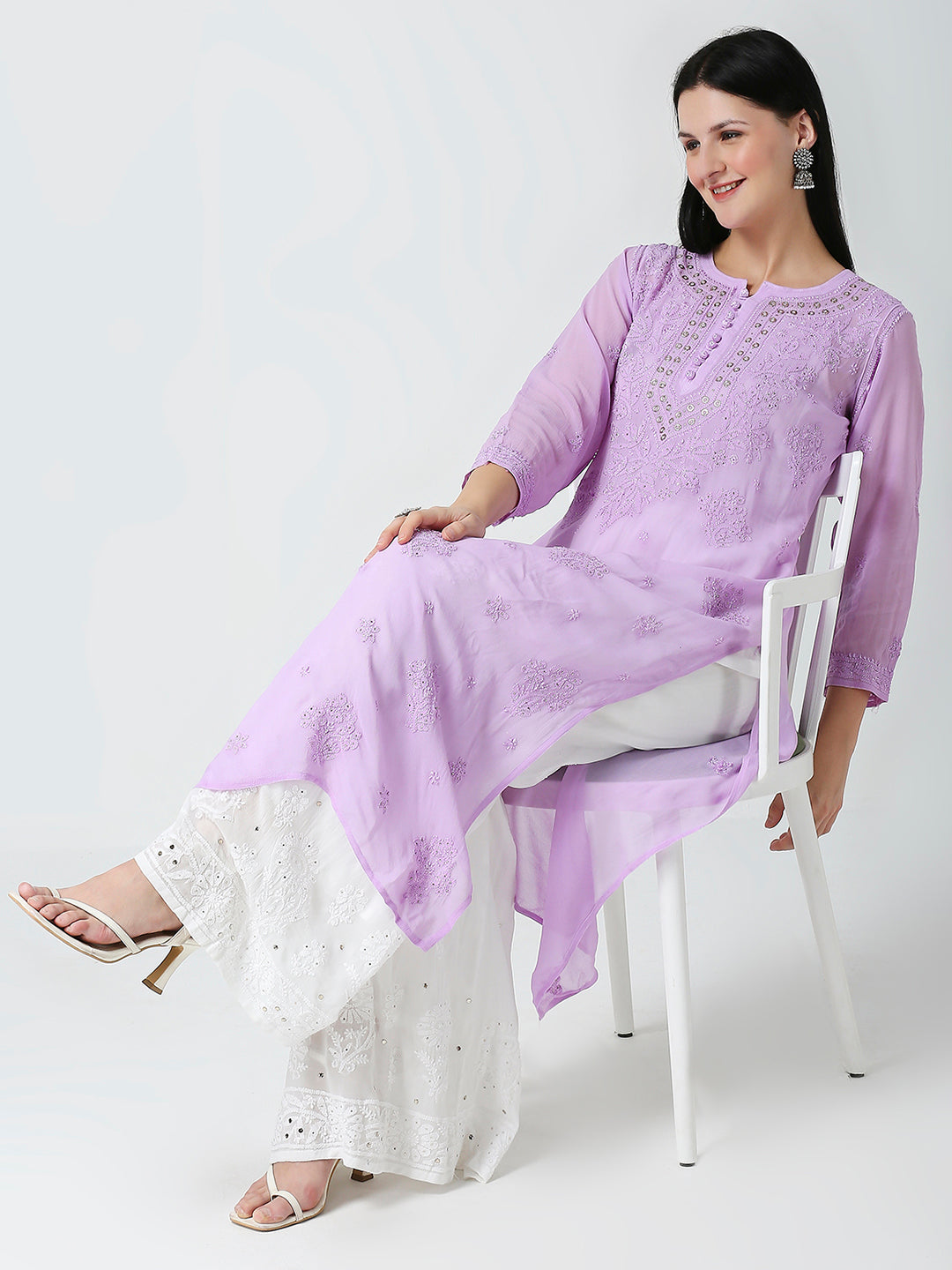 Abla Viscose Chikankari Long Kurti