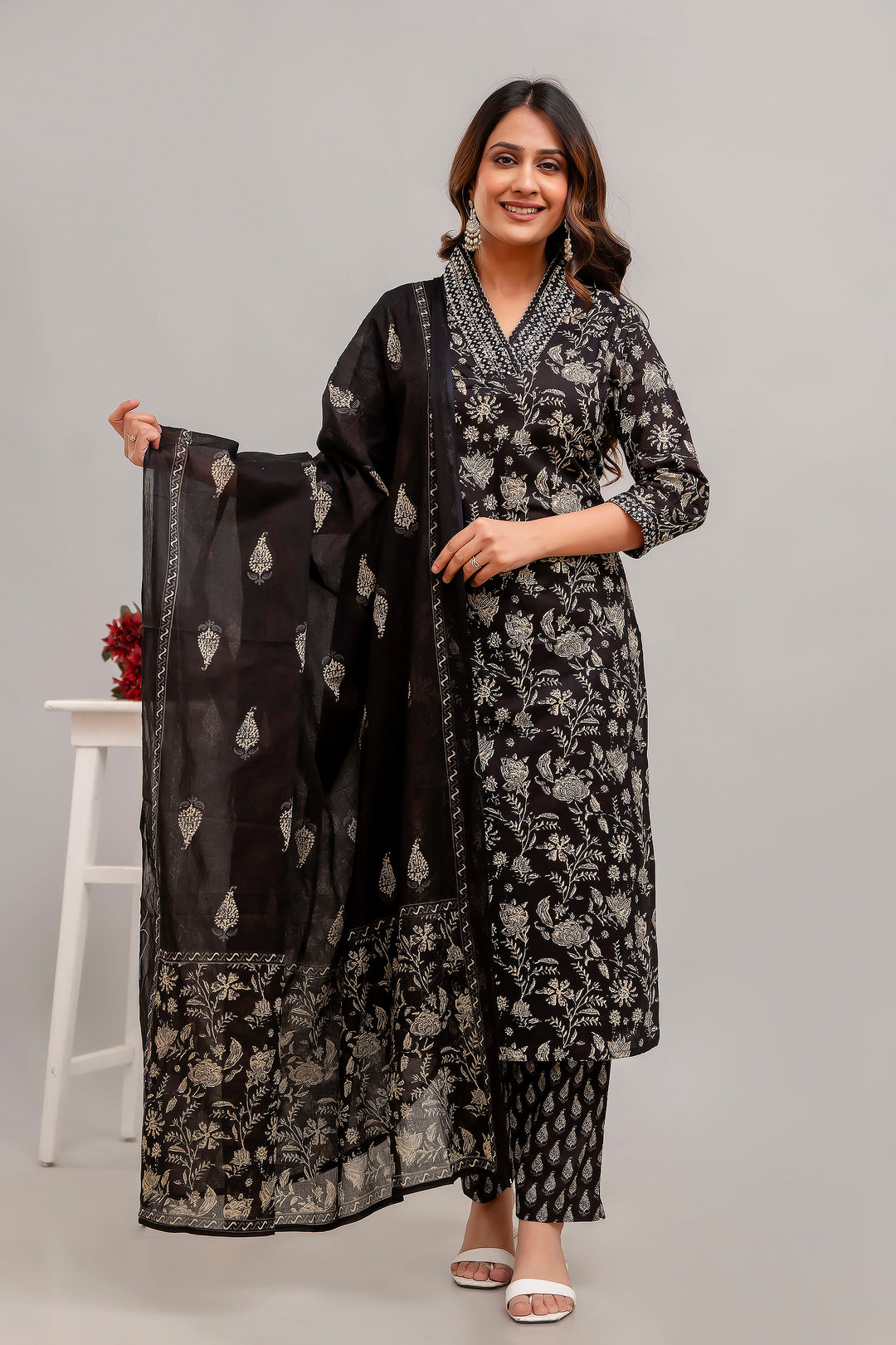 AAKANKSHA COTTON PRINTED DUPATTA SET