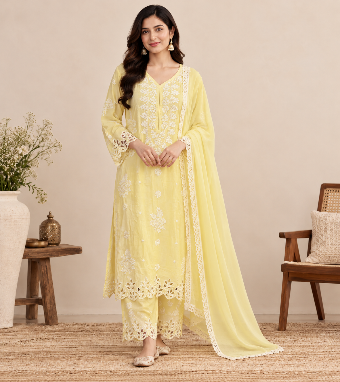 Rooh Muslin Chikankari Dress