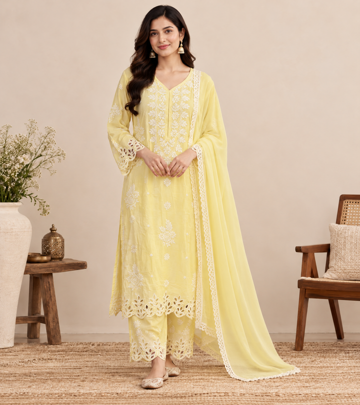 Rooh Muslin Chikankari Dress
