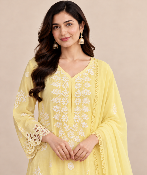 Rooh Muslin Chikankari Dress