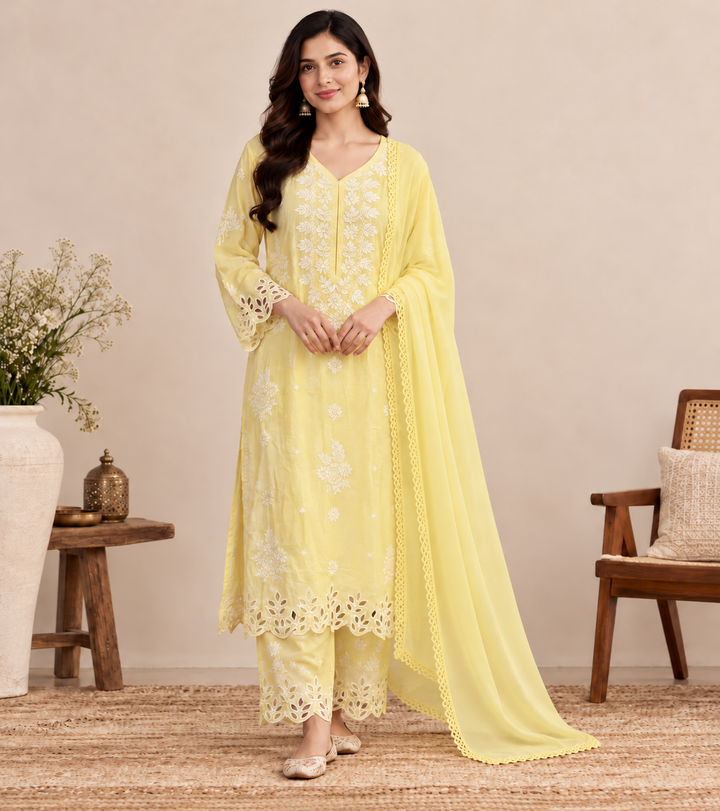 Rooh Muslin Chikankari Dress