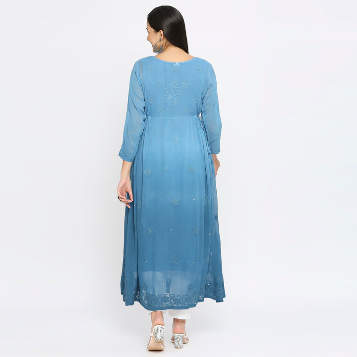 Samina Georgette chikankari Long Kurti