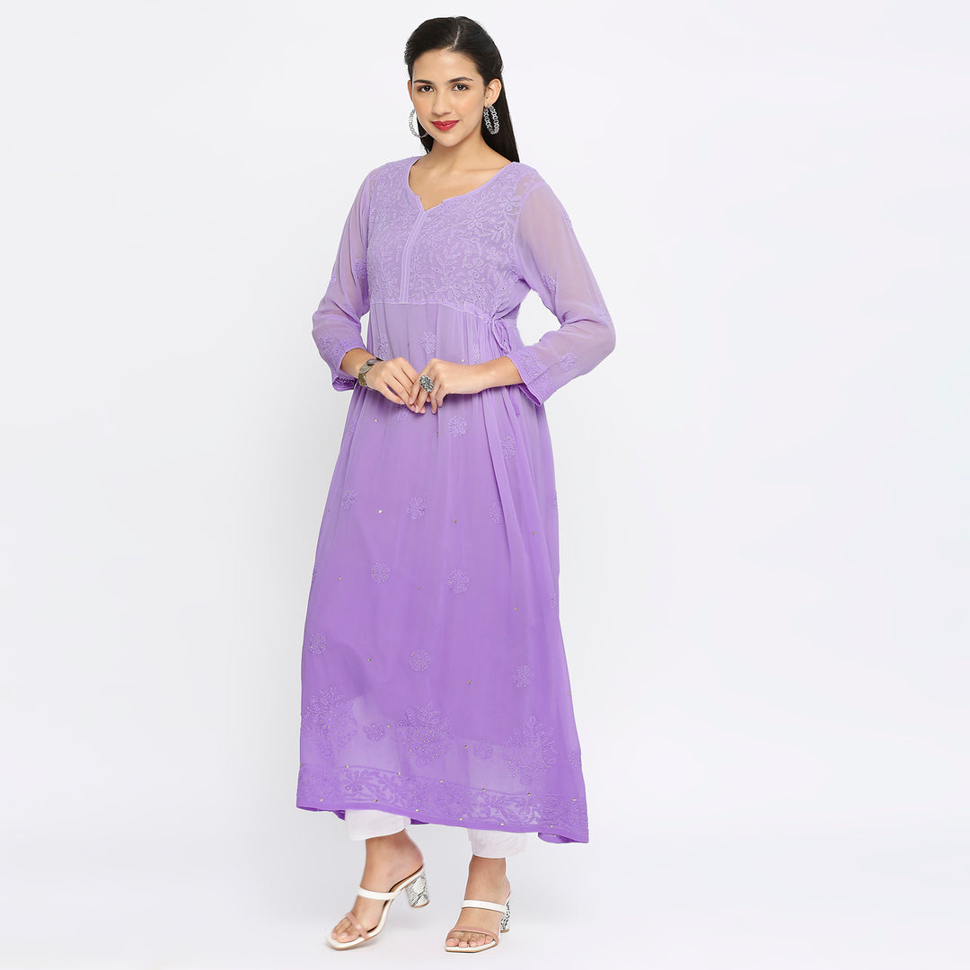 Samina Georgette chikankari Long Kurti