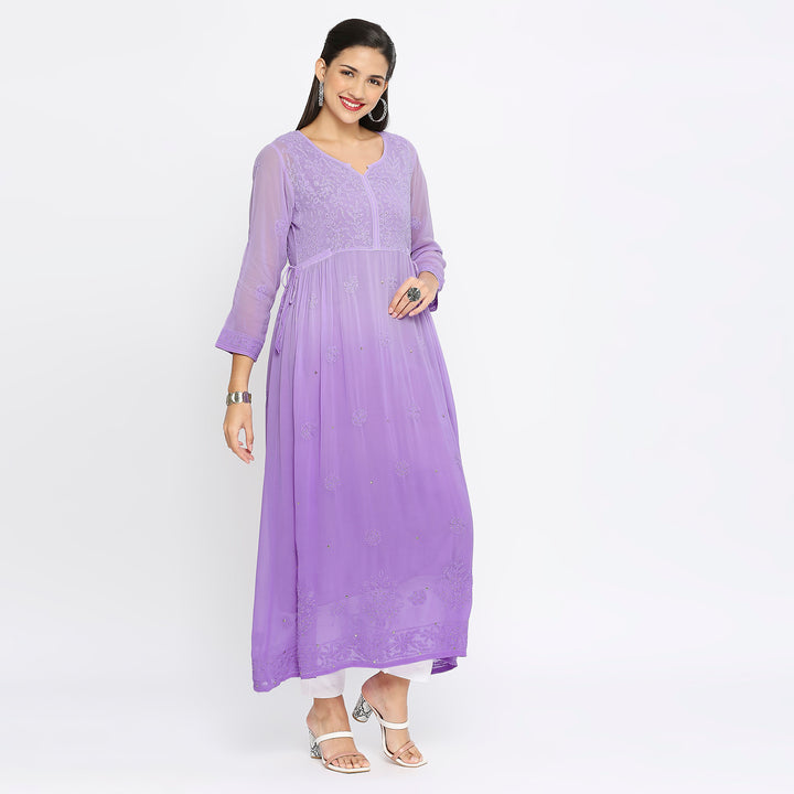 Samina Georgette chikankari Long Kurti