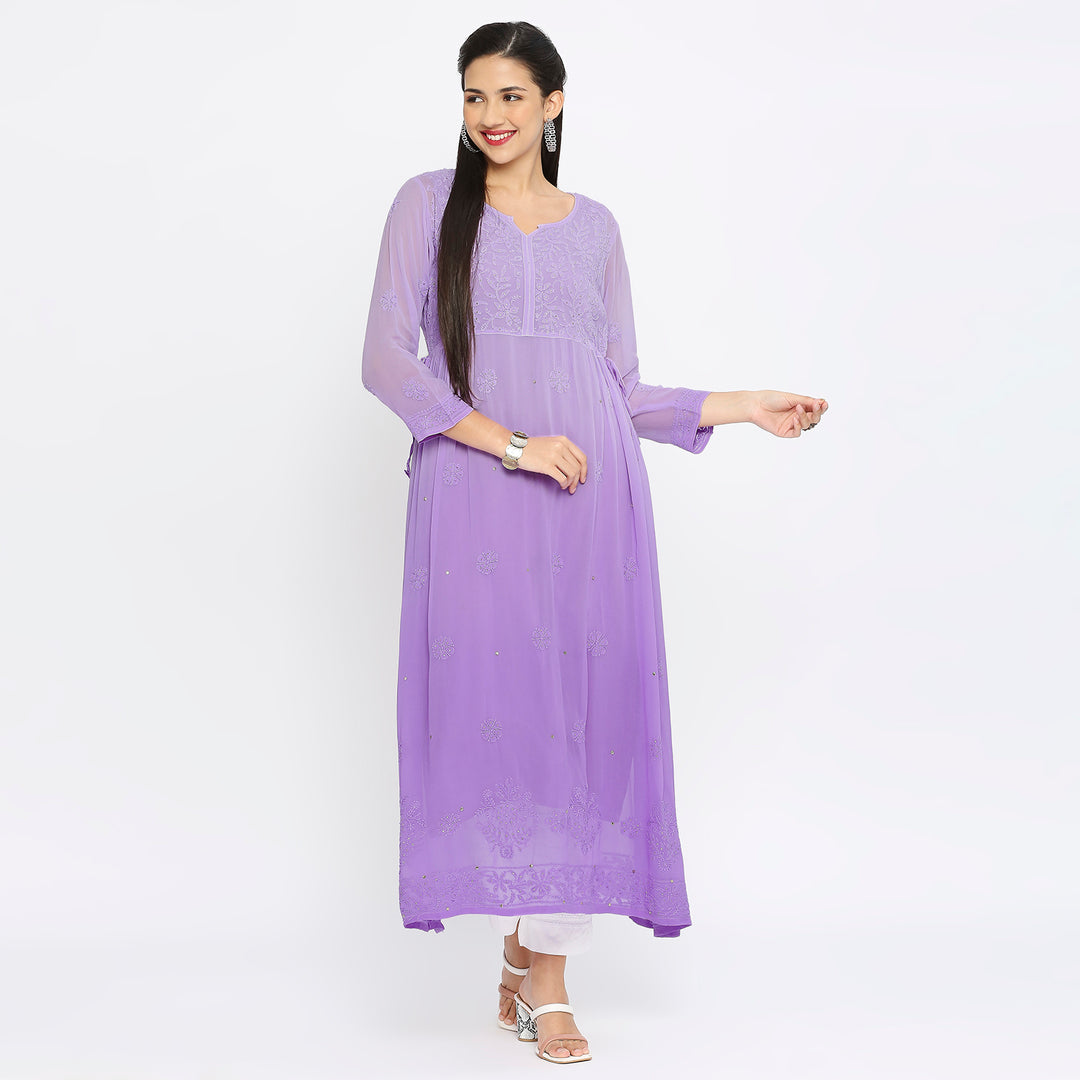 Samina Georgette chikankari Long Kurti