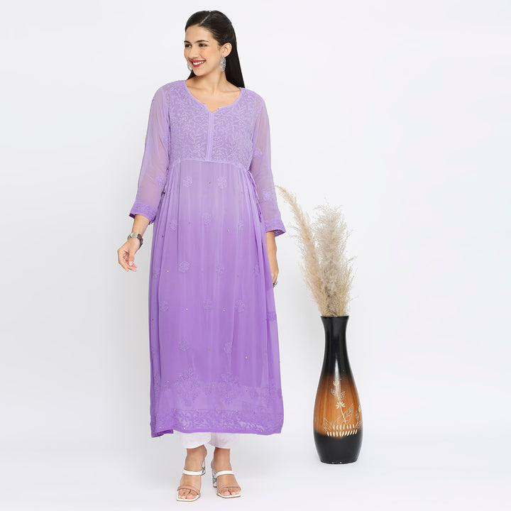 Samina Georgette chikankari Long Kurti