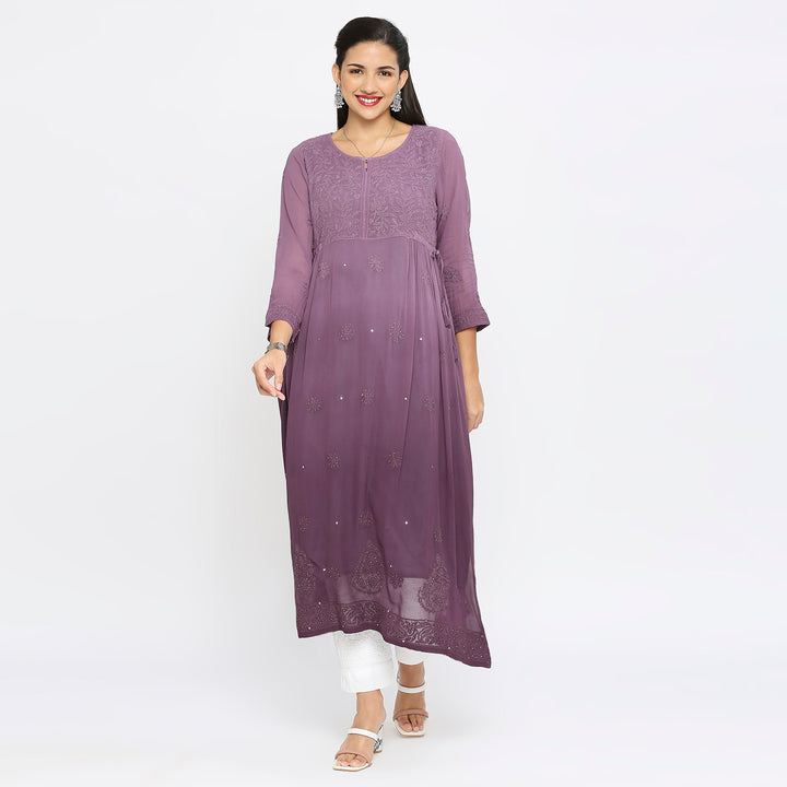 Samina Georgette chikankari Long Kurti