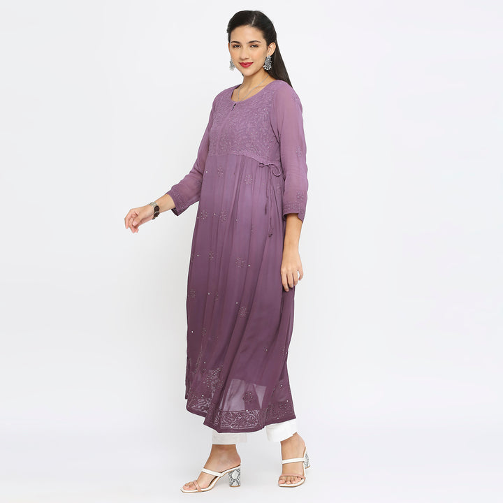 Samina Georgette chikankari Long Kurti