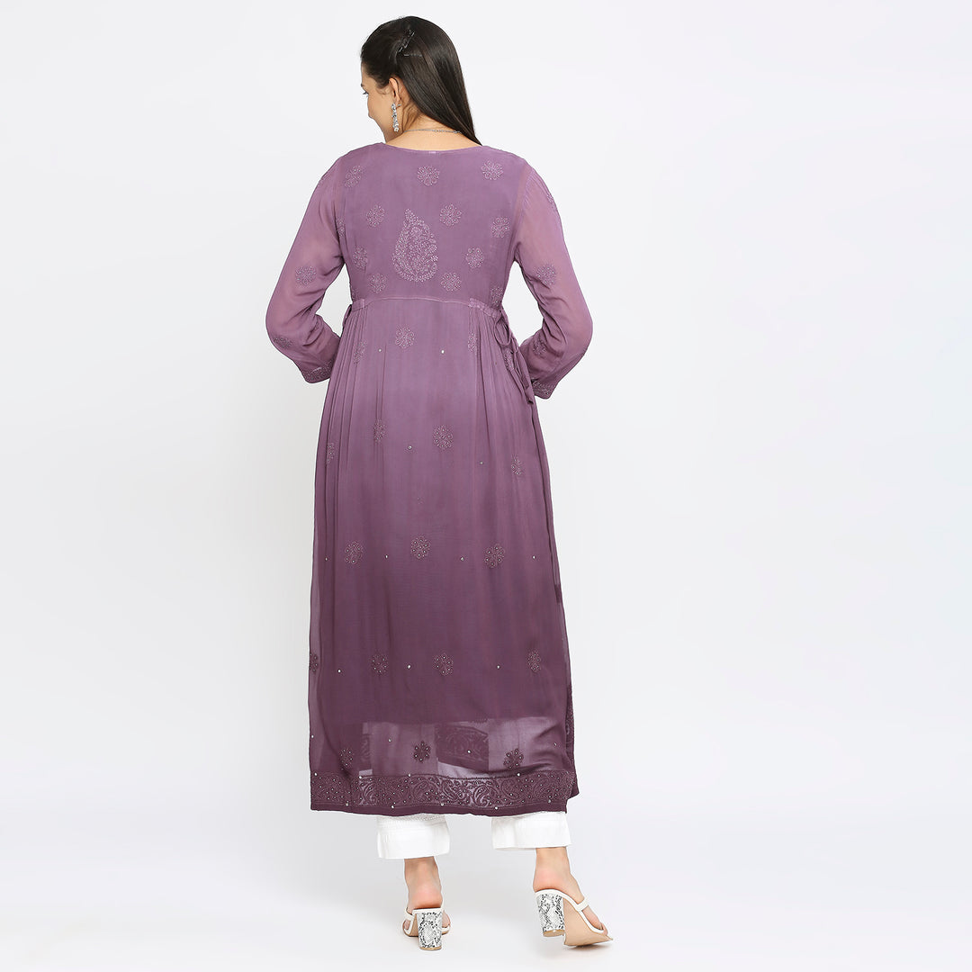 Samina Georgette chikankari Long Kurti