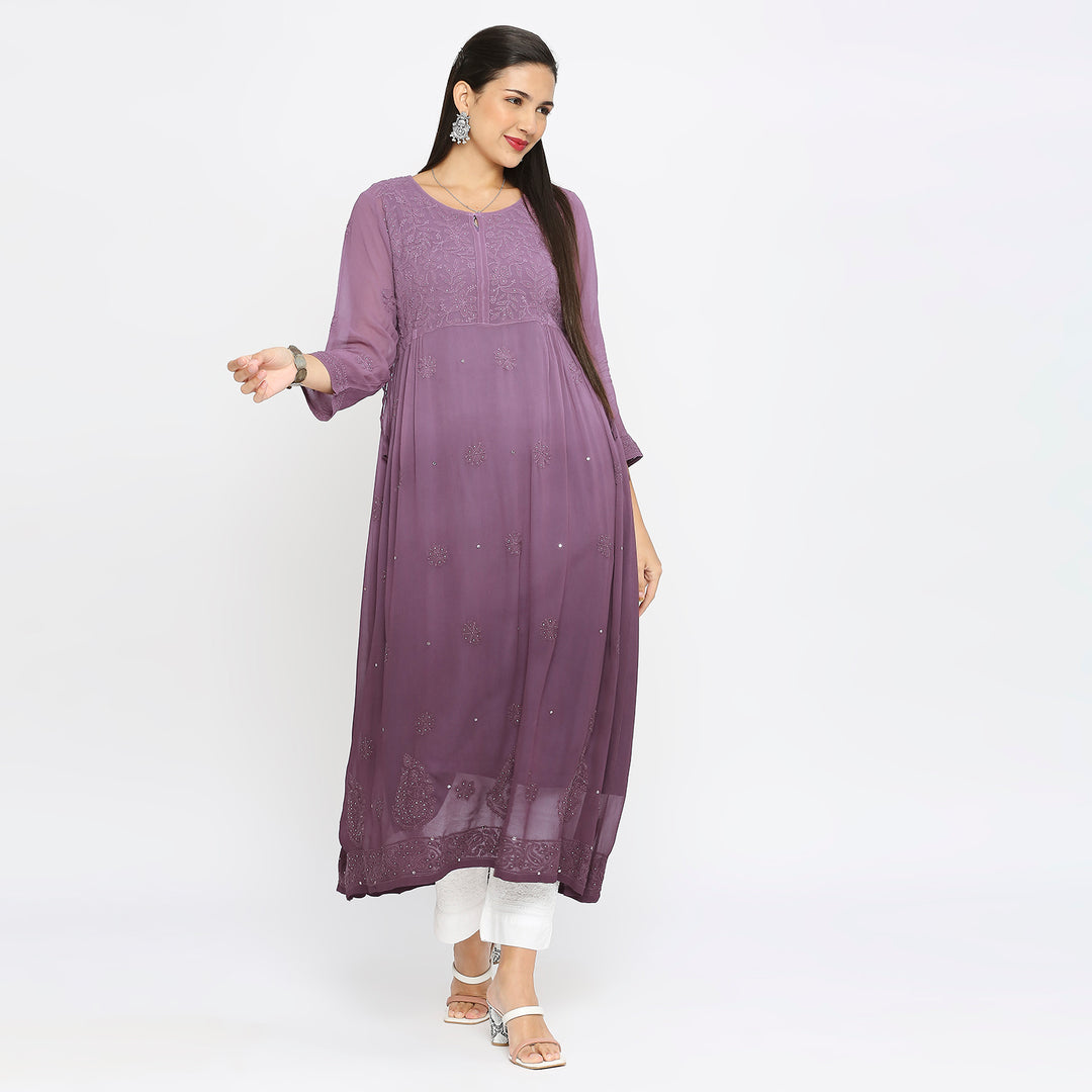 Samina Georgette chikankari Long Kurti