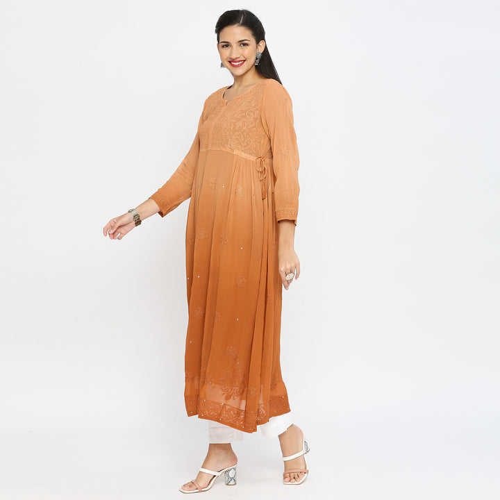 Samina Georgette chikankari Long Kurti