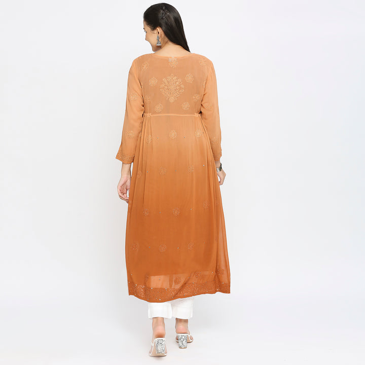 Samina Georgette chikankari Long Kurti