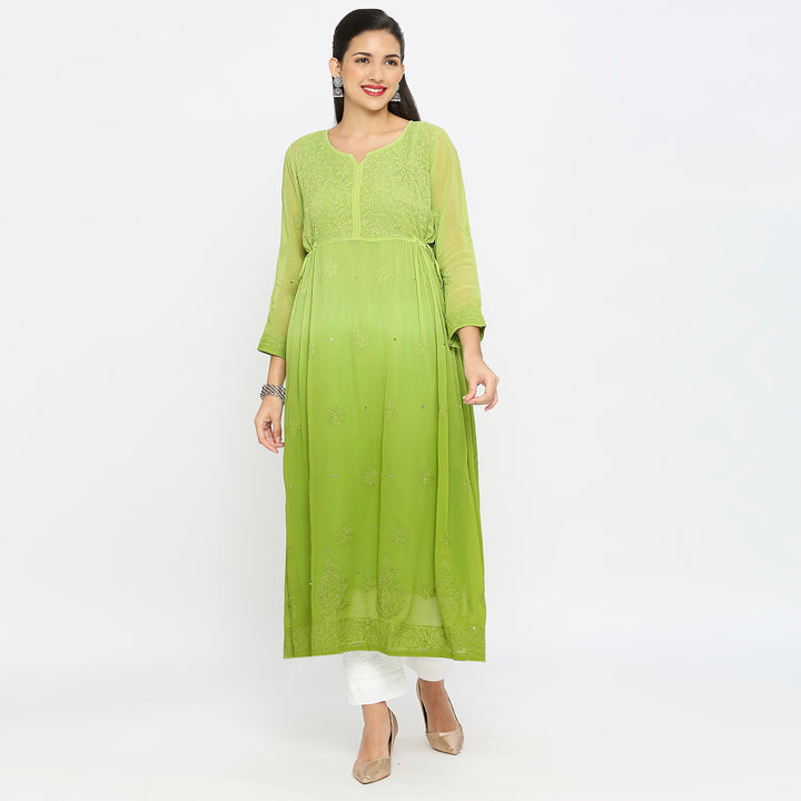 Samina Georgette chikankari Long Kurti