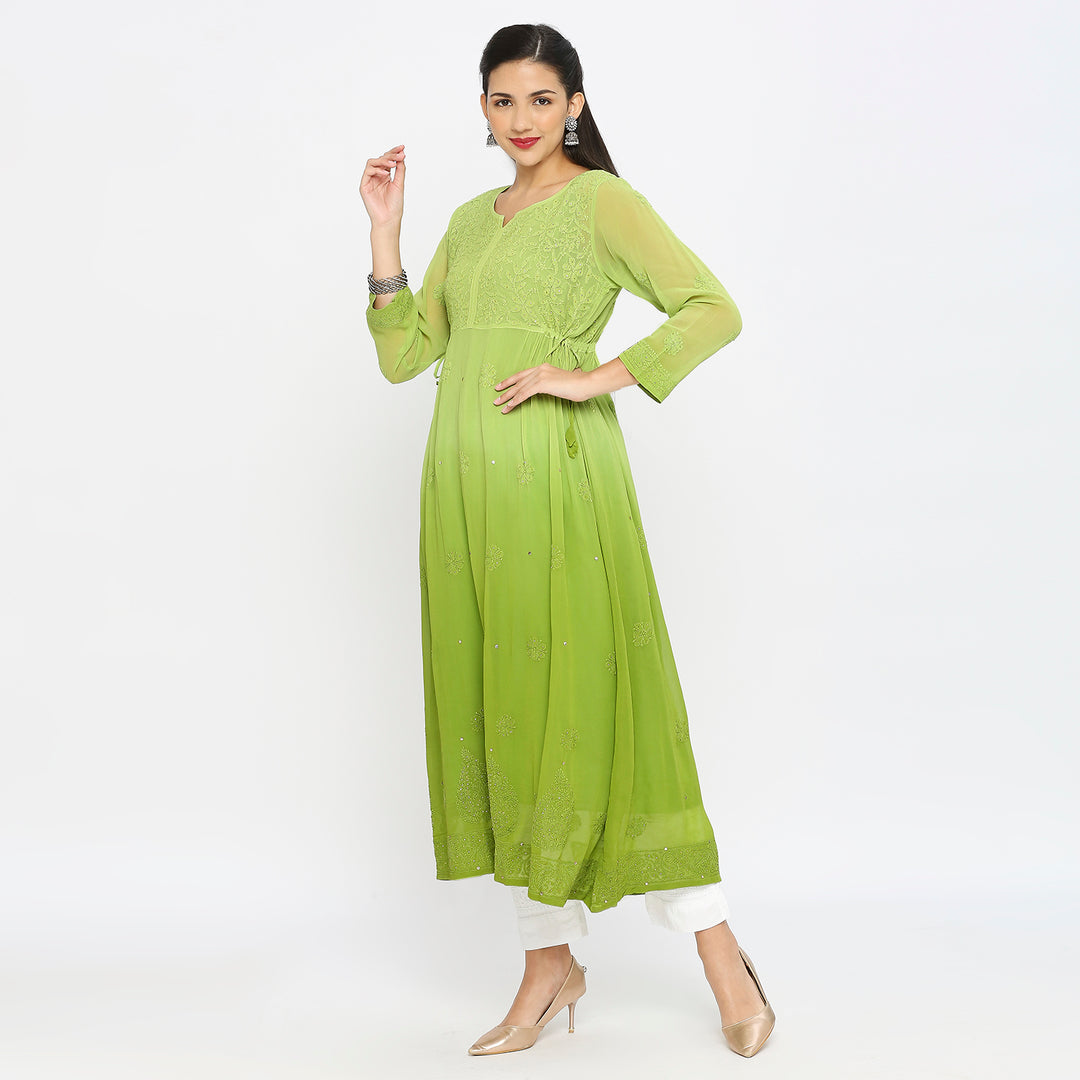 Samina Georgette chikankari Long Kurti