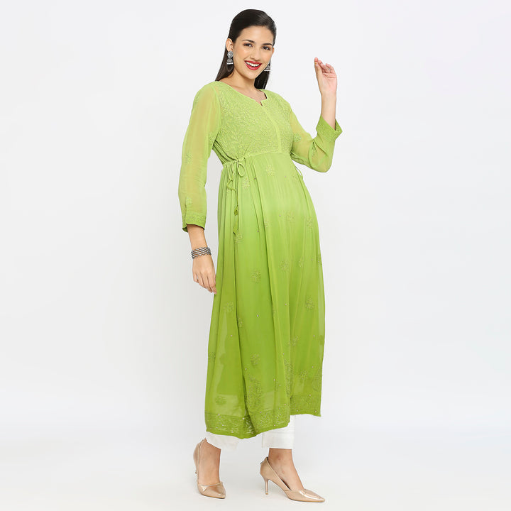 Samina Georgette chikankari Long Kurti