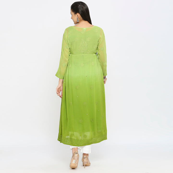 Samina Georgette chikankari Long Kurti