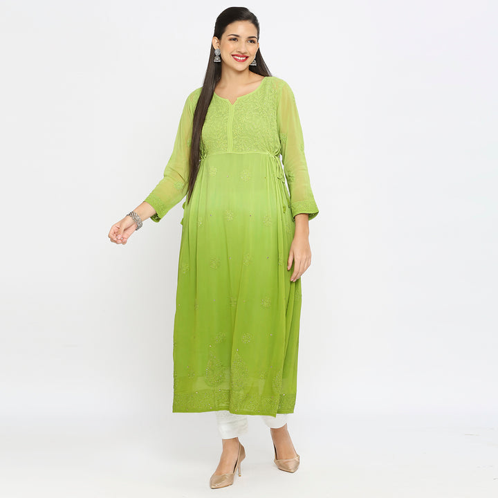 Samina Georgette chikankari Long Kurti