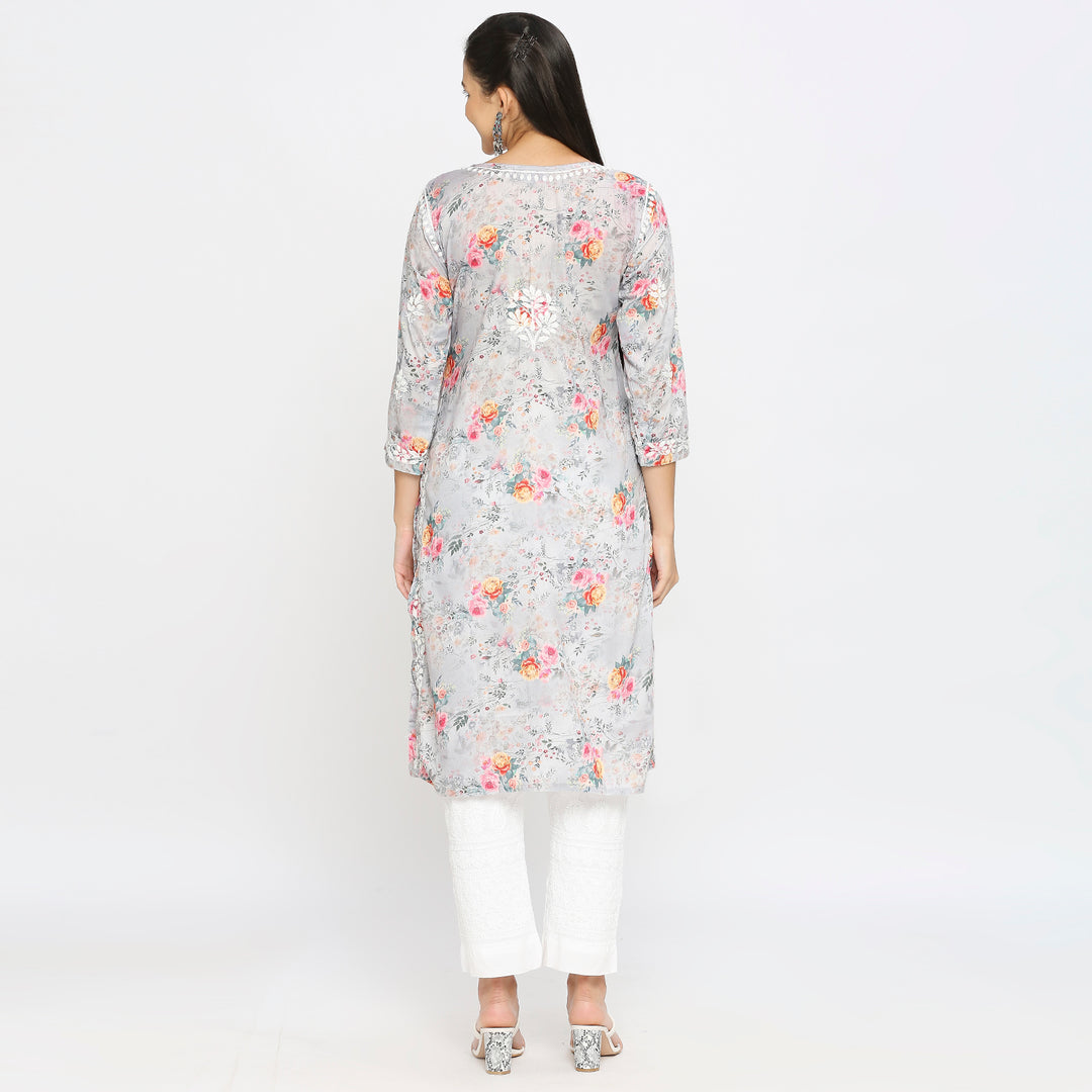 Inaya Cotton chikankari printed Long Kurti