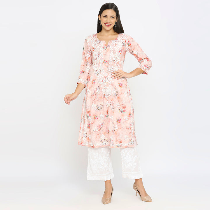 Inaya Cotton chikankari printed Long Kurti