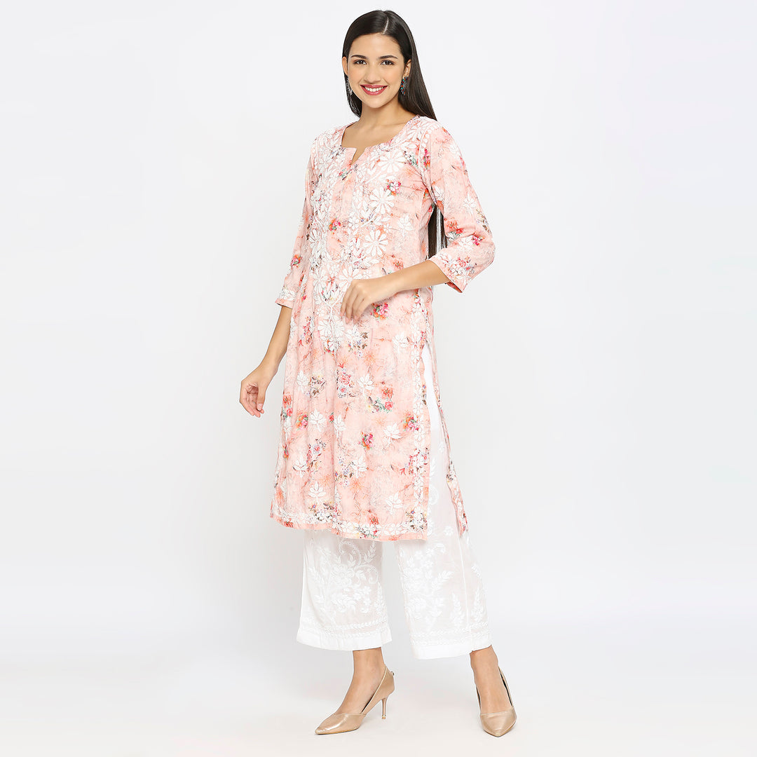 Inaya Cotton chikankari printed Long Kurti