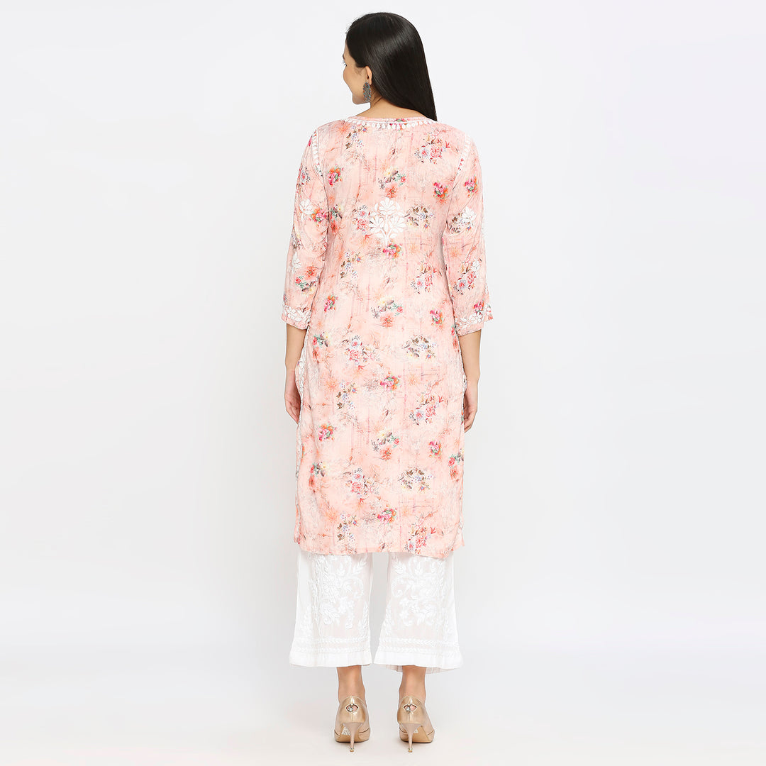 Inaya Cotton chikankari printed Long Kurti