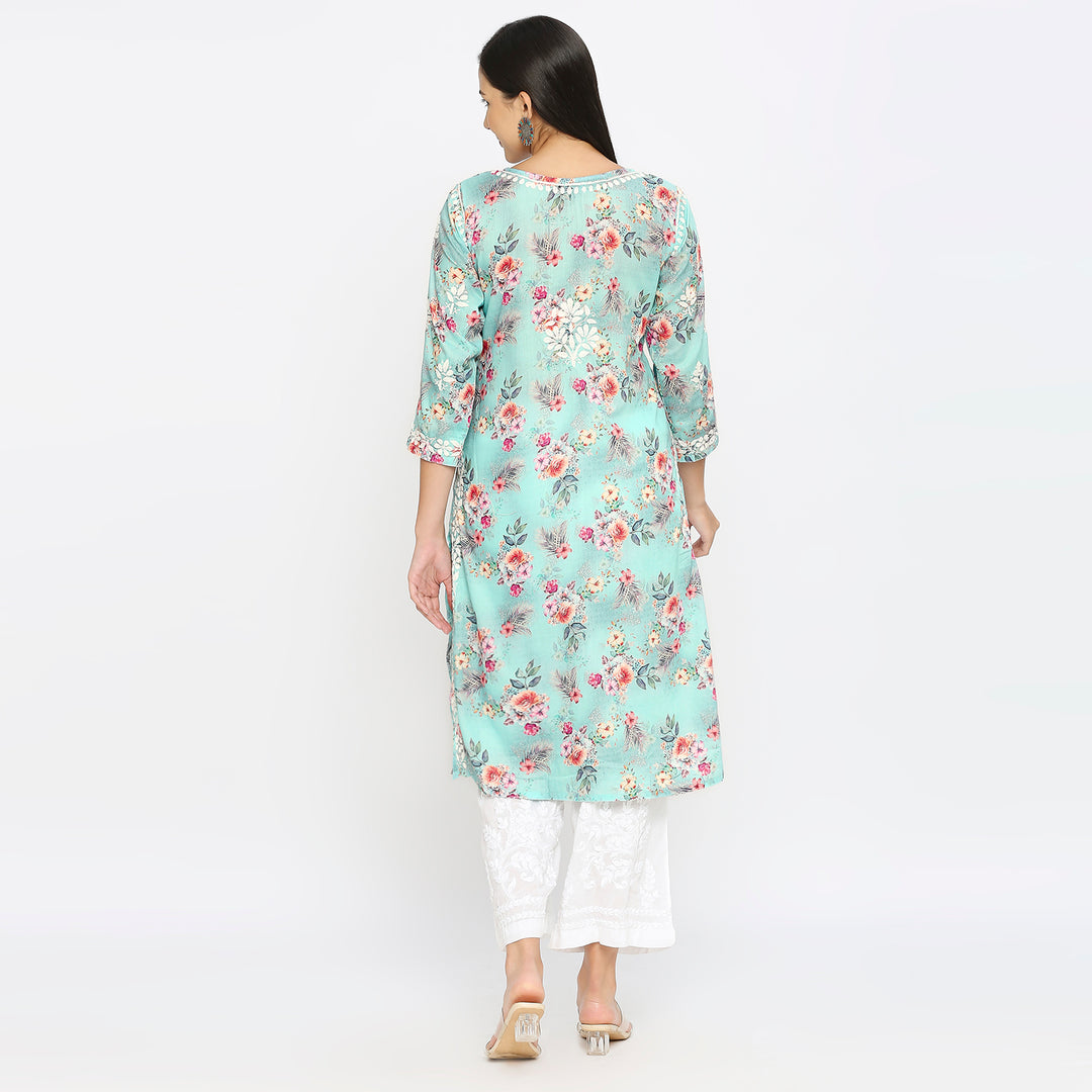 Inaya Cotton chikankari printed Long Kurti