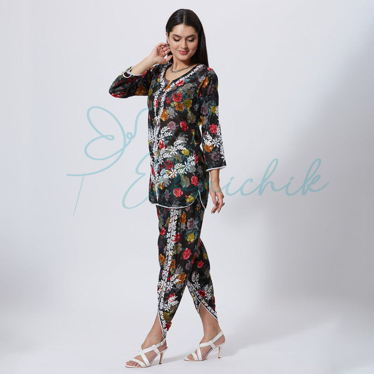 Aafia Cotton Chikankari Dhoti Set