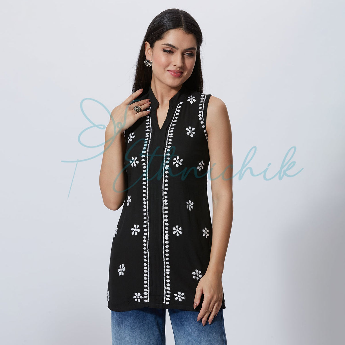 Adella Chikankari Short Top