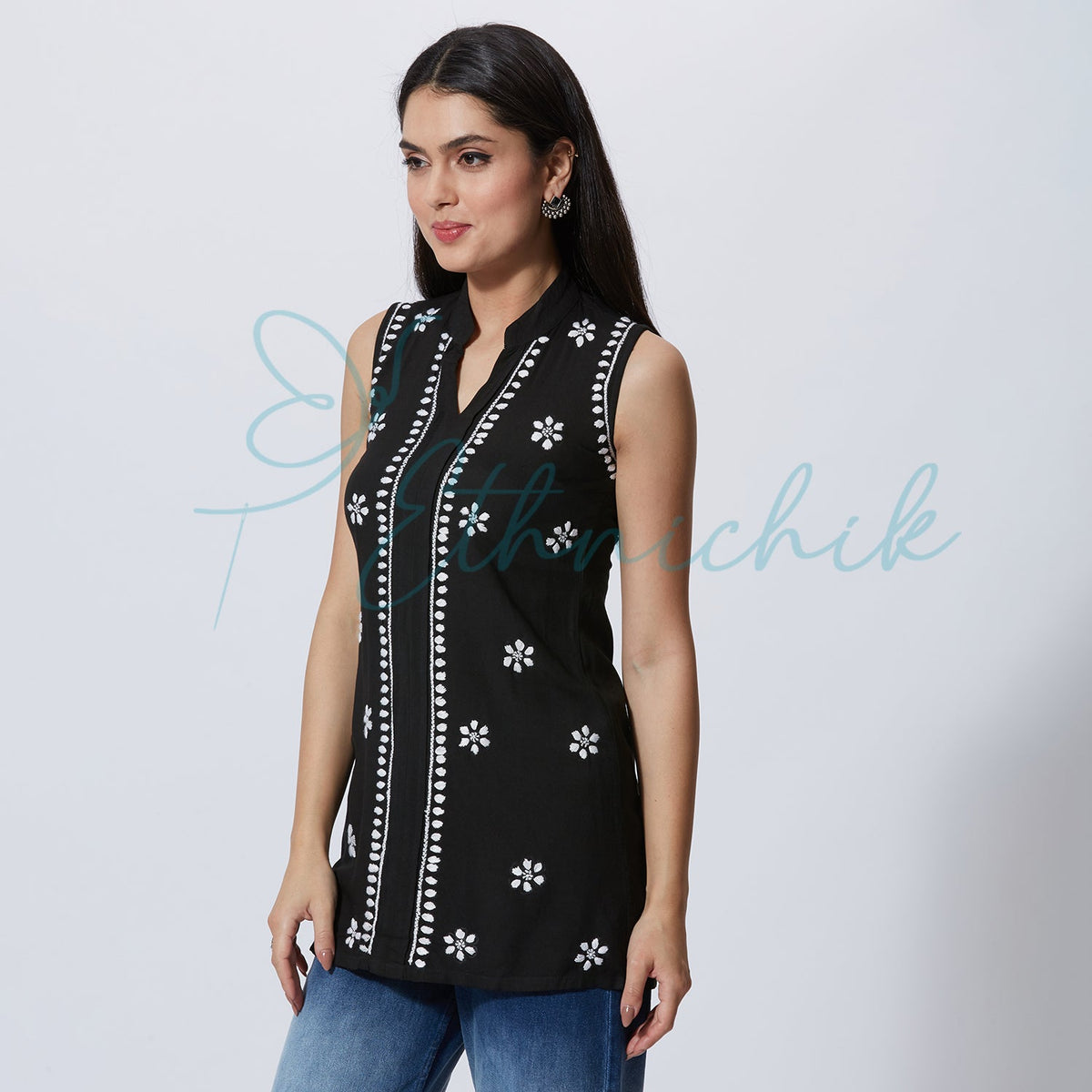 Adella Chikankari Short Top