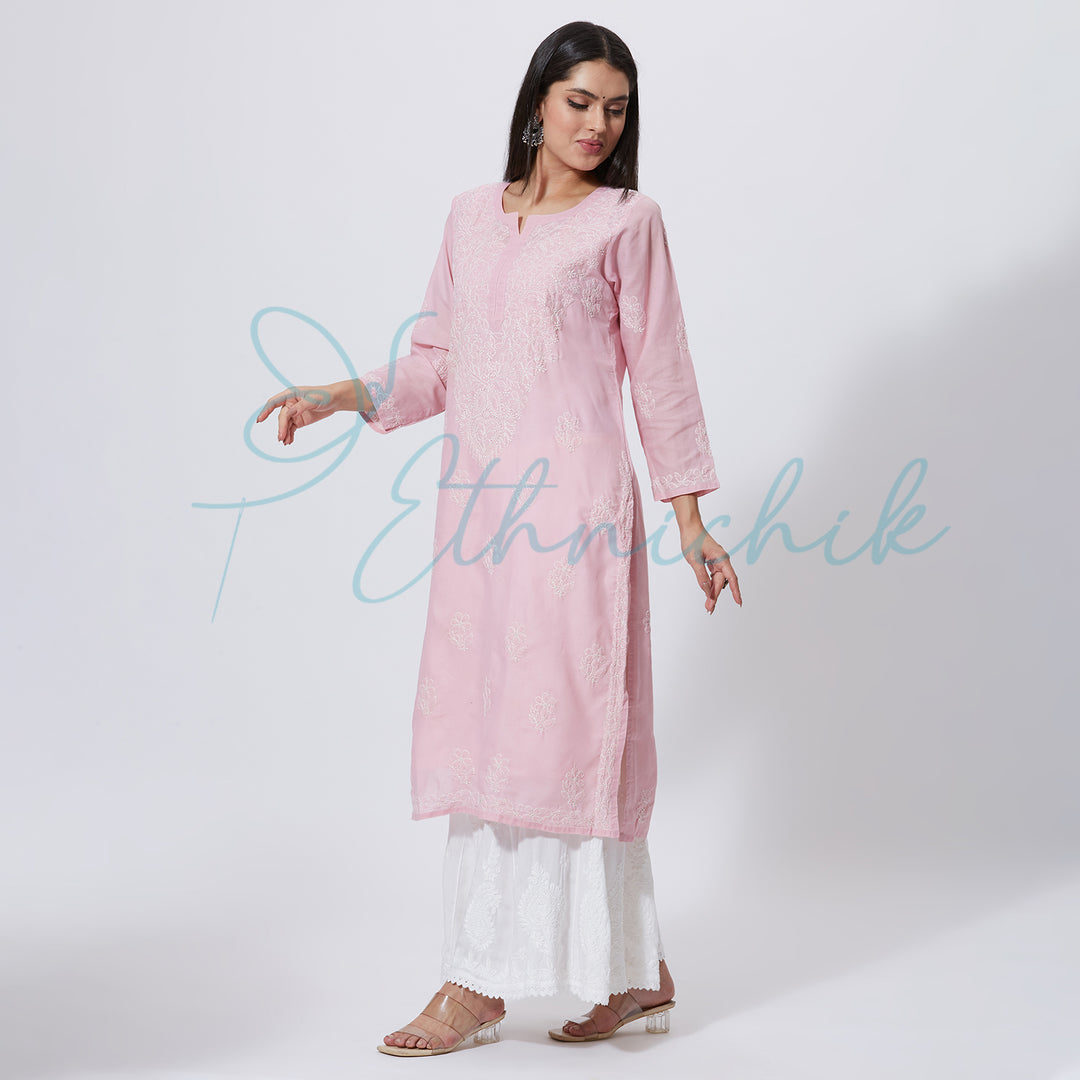 ZARA VOIL CHIKANKARI LONG KURTI