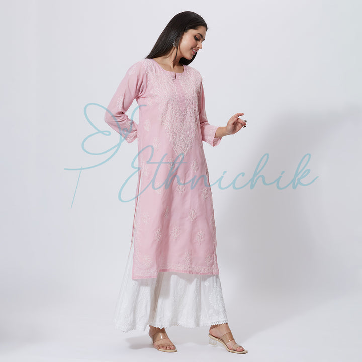 ZARA VOIL CHIKANKARI LONG KURTI