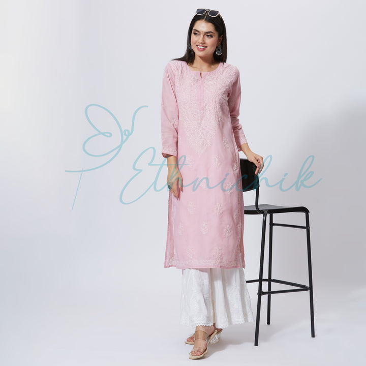 ZARA VOIL CHIKANKARI LONG KURTI