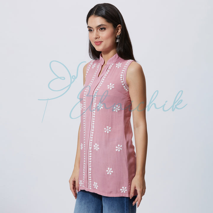 ADELLA CHIKANKARI SHORT TOP