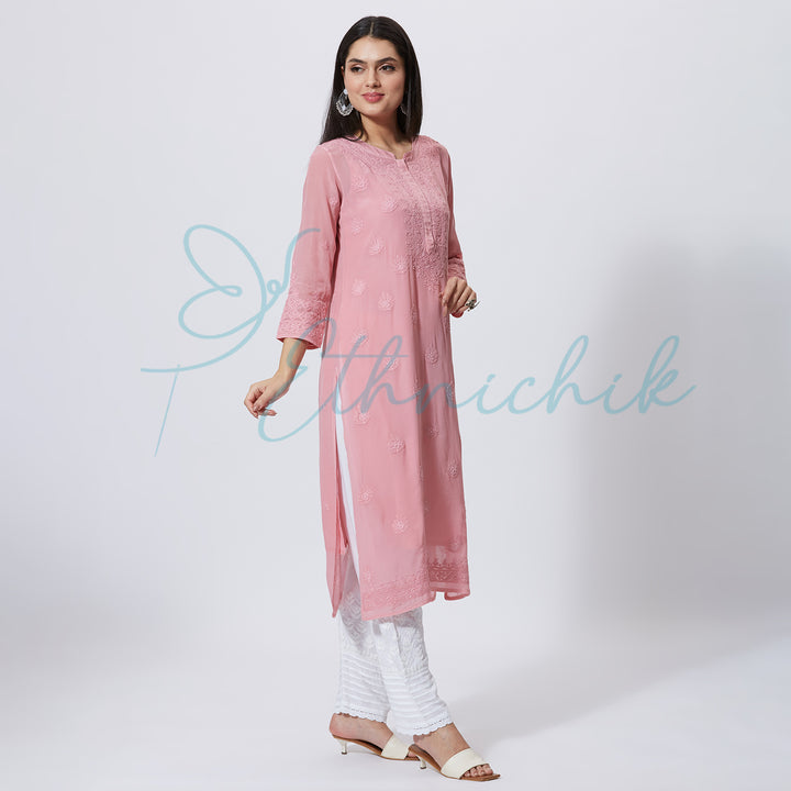 DIVISHA CREPE CHIKANKARI LONG KURTI