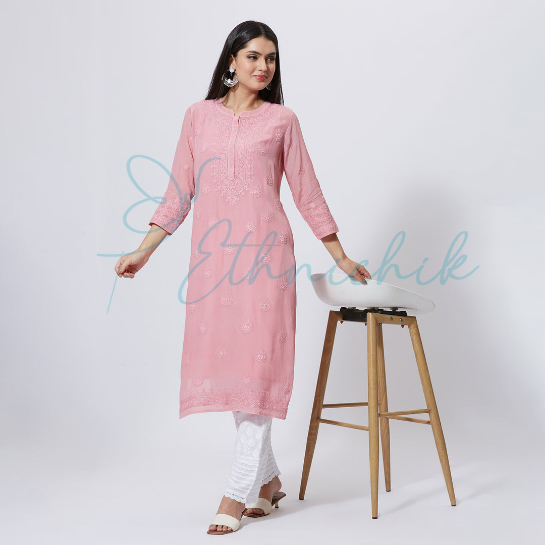 DIVISHA CREPE CHIKANKARI LONG KURTI