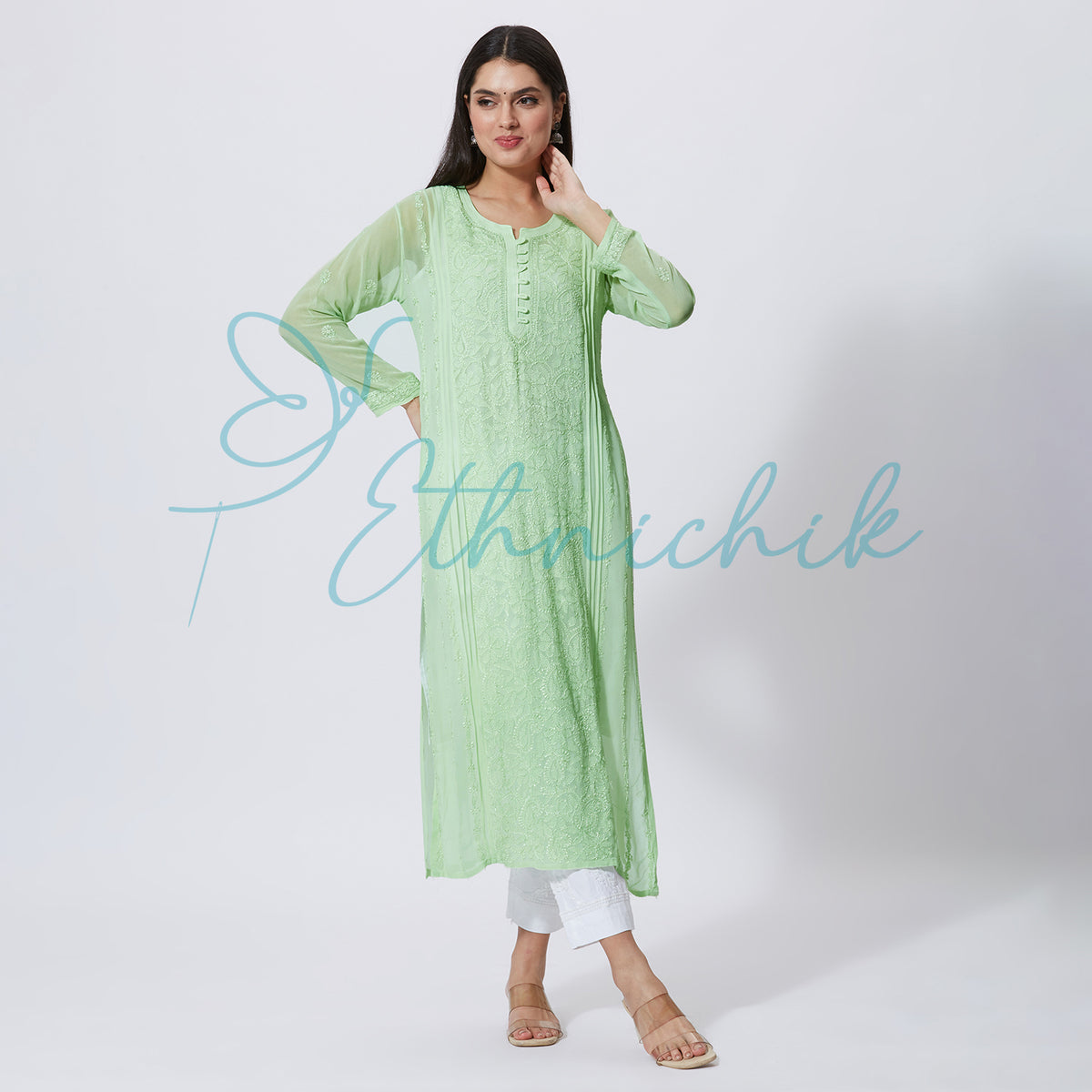 Benazeer Viscose Chikankari Long Kurti