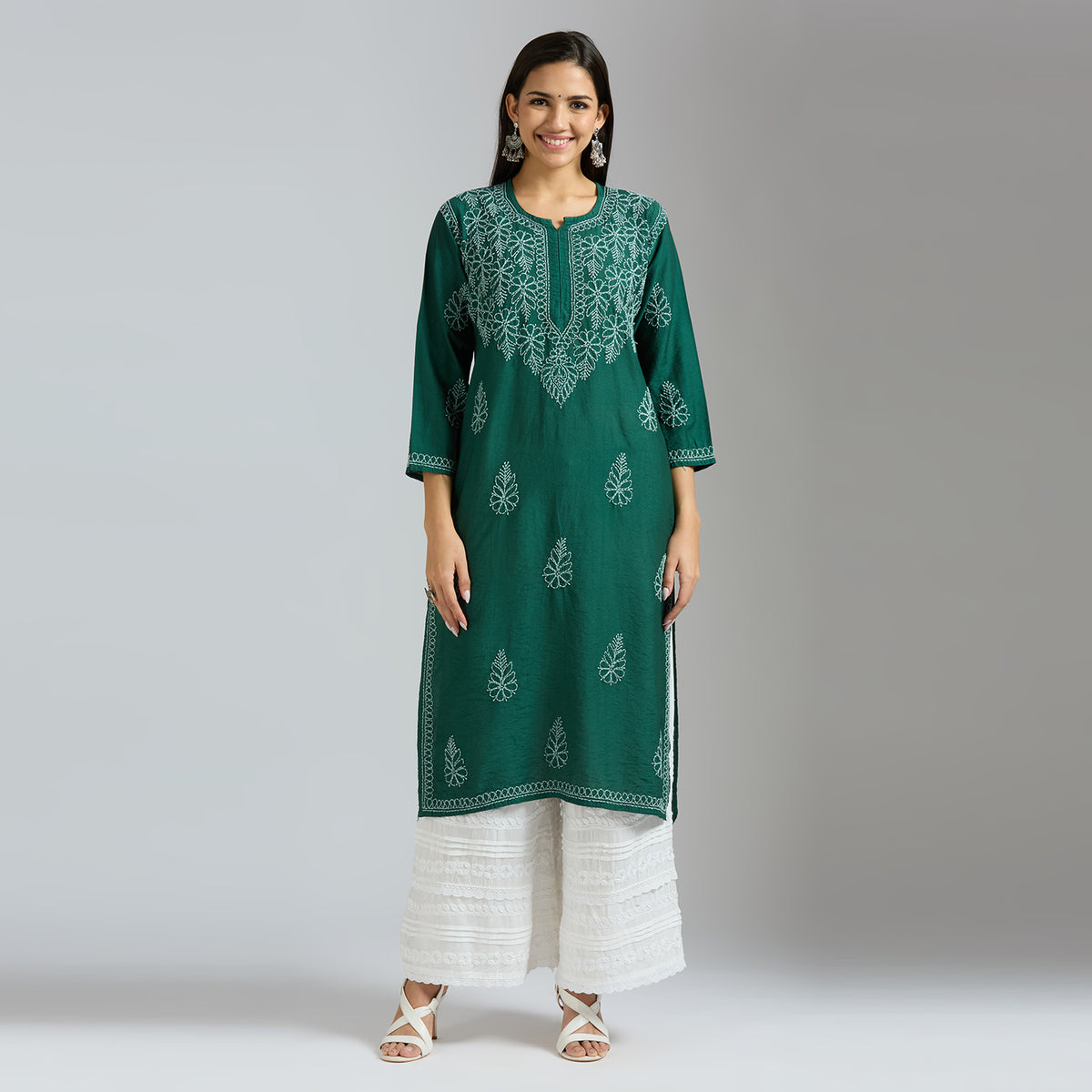 Mahek Chanderi Chikankari Kurti