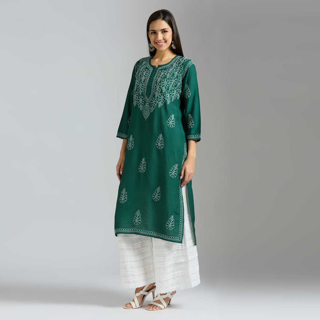 MAHEK CHANDERI CHIKANKARI KURTI